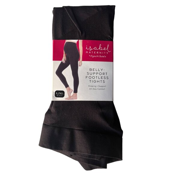 Isabel Maternity Black Belly-Support Footless Tights Womens Size L/XL - Picture 1 of 7